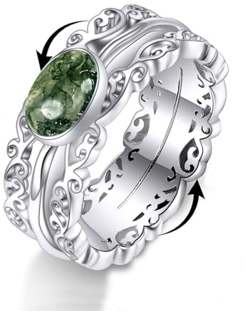 POPLYKE Sonnenblume Fidget Ringe für Angst 925 Sterling Silber Spinner Ringe für Frauen Anti Stress Stimmung Ringe Geschenke