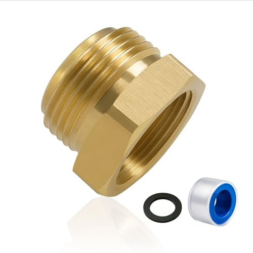 XNTONG 1/2 Female to 3/4 GHT Male Brass Adapter, US Standard Garden Hose Thread Connector, Hex Reducing Bush, Not BSP Compatible