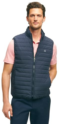 Brooks Brothers Men's Regular Fit Quilted Golf Vest, Navy, XX-Large