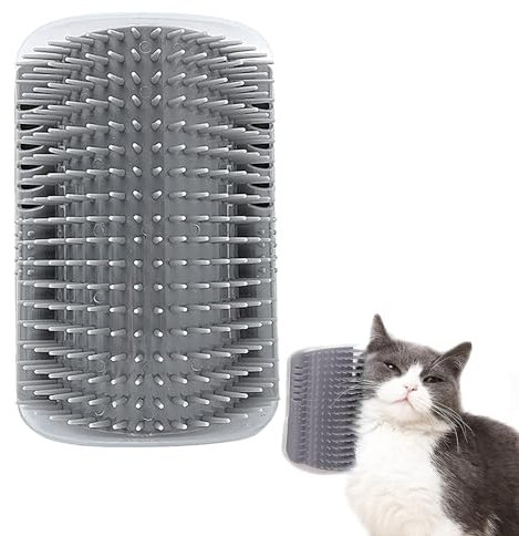 Katzenbürste, Katze Selbst Groomer, Wand Ecke Grooming Brush, Massage Ecke Katze Bürste, Katzenbürste Wand, Katzen Massage und Haarentfernung, Für Langhaar Kurzhaar Katze Massage (Grau)