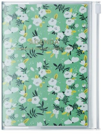 MARK'S 2024/2025 Taschenkalender A6 vertikal, Flower Pattern, Green: Von September 2024 bis Dezember 2025