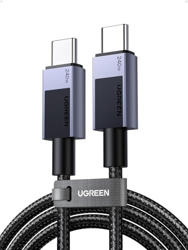 UGREEN 240W USB C-Kabel PD 3.1 Snabbladdningskabel Kompatibel Med iPhone 15, M3 MacBook Pro/Air, iPad Pro/Air 2024, Galaxy S24 Ultra Pixel 8, Steam Deck etc. (0.5M)