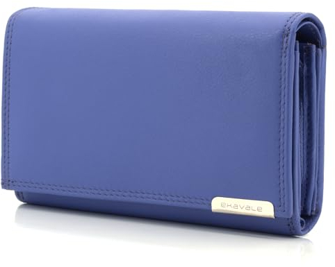 ekavale Geldbörse Damen Leder mit RFID-Schutz 25 Fächer Damen Portemonnaie Lang (Lila)