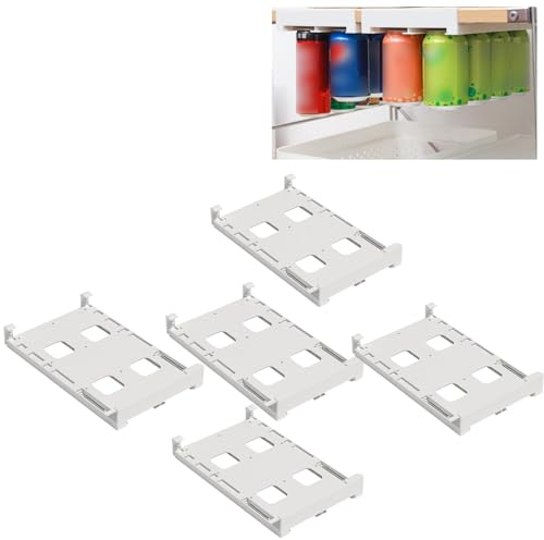 Fridge Hanging Storage Rack, Tin Can Drink Storage Rack, Refrigerator Hanging Type Beer and Beverage Storage Dispenser Beer Drink Holder, Can Dispenser for Convenient Storage 5Pcs