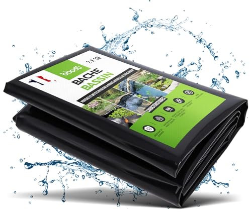 BIBODU Telo Laghetto 2M x 3M - Colore Nero | Telo per Laghetto di Alta Prestazione - Spessore 0.2mm | Telo per Laghetto da Giardino per Laghetti per Pesci, Fontane, Giardini e Cascate