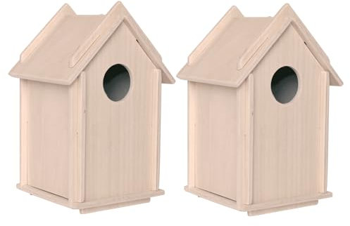 Vogelhaus DIY Bausatz für Kinder | einfach zusammenstecken | ohne kleben | Futterstation | Vogelfutterhaus 2er Set für Jungen und Mädchen | 10 x 10 x 18 cm