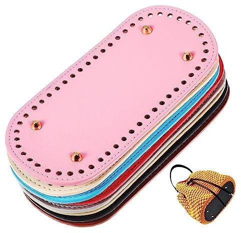 Lurrose 8stücke Ovaler Taschenbodenformer Aus Pu-Leder Mit Löchern Zum Stricken Und Häkeln Für Handtaschen Geldbörsen DIY-zubehör