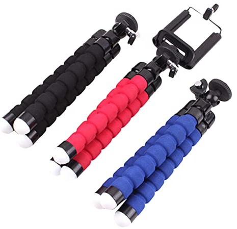 HOMSFOU 3Pcs Flexible Octopus Tripod for Smartphone, Lightweight ABS and Sponge Mobile Phone Holder, Black, Compact Selfie Travel Tripod for Content Creation