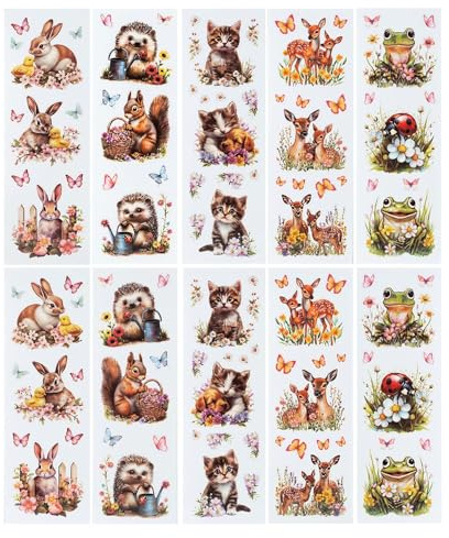 Ideen mit Herz | Transparent-Sticker | Aufkleber | Weihnachten & Winter | verschiedene Designs, 10 cm x 30 cm, 10 Bogen (Tiere im Garten)