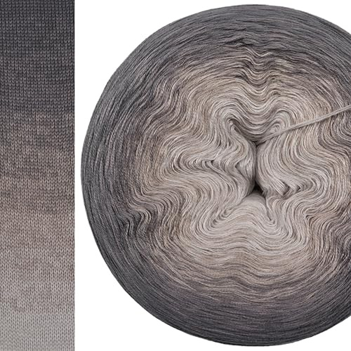Farbverlaufsgarn Schneekugel 5, 4 oder 3 Fach Bobbel Wolle häkeln stricken strickgarn (Schneekugel - Mittelgrau außen, 4fach - 250g/950m)