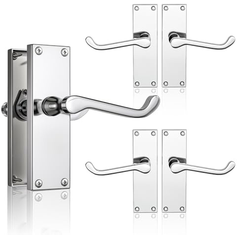 Bwintech 3 Sets 118MM Polished Chrome Victorian Lever on Plate, Latch Furniture, Backplate Door Handles, Suitable for Wooden Doors