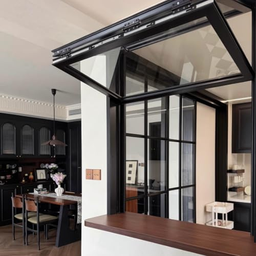 Ventanas corredizas de aleación de aluminio para servicio con ventilación,Ventana de aleación de aluminio para servicios de food trucks,Ventanas plegables de guillotina doble para bares(32x32in/81x81c