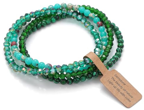 GUSXPPD 4 Stück Edelstein Armband, 4mm Stretch Armbänder, Armband Heilsteine Damen, Perlenarmband, Paar/Freundschafts/Partner Armbänder