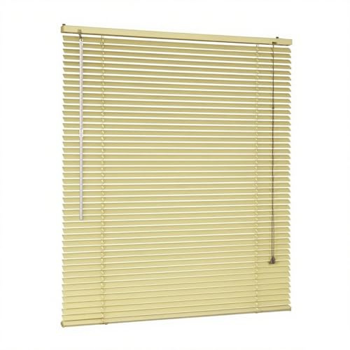 AJTXCSFOQL 25mm Tenda Veneziana in Alluminio, Tende Oscuranti per Interni Esterno, Larghezza 30-230 cm Altezza 50-280 cm, Persiane Veneziane Orizzontali per Finestre e Porte(Yellow)