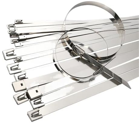 20 100Pcs 12mm 0.47 inch 304 Stainless Steel Cable Twist tie Lock Metal Zip wrap Coated Metal detectable Cable tie(50PCS,12x1000mm)