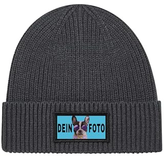 NIMAMA Personalisierte Mütze Beanie mit Foto Bedrucken Lassen - Herren & Damen Wintermütze Strickmütze als Geschenk selbst gestalten - Werbegeschenke mit eigenem Logo für Firmen & Vereine