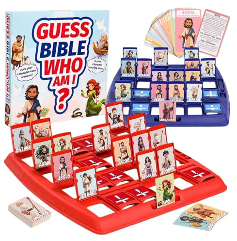 Rate Wer in der Bibel Ist Brettspiel, Ratespiel mit 24 klassischen Figuren, Christliche Party Lernspiele für Kinder, Deduktionsspiele für 2 Spieler, Ideal für Büros Soziale Schule Familie Freunde