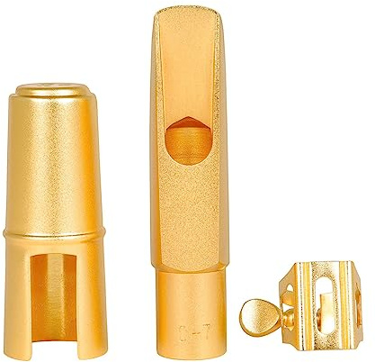 Boquilla de latón para saxofón alto con tapa de latón, hebilla de metal, juego de boquillas de saxofón, piezas de clarinete, cubierta de boquilla de saxofón