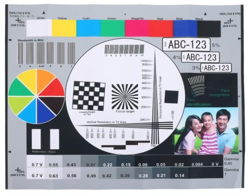 VILLCASE High-Res Camera Lens Test Chart, CCTV Focus Calibration Card | 15.7x12.6 Inch, Non-reflective Matte Paper, Accurate Color Calibration, for CCTV and DSLR Lens Focus Testing