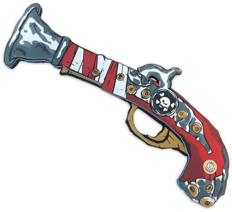 Liontouch - Pistolet Pirate - Capitaine Rayure Rouge | Jouet en Mousse d'imitation avec Motif de crâne | Armes sûres et Armure de Bataille pour Les déguisements et Costumes d'enfants