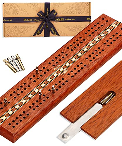 Jaques of London Cribbage Board | Luxury Mahogany Cribbage Board with Pegs | Traditional Games | Since 1795
