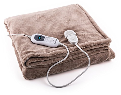 Klarstein Dr. Watson - Elvärmefilt, mysig filt, värmefilt, varm filt, tre effektnivåer, tvättbar, mikroplush - 180 x 130 cm, 120 watt - beige