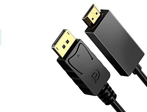 TB - Cavo da DisplayPort a HDMI (1,8 m), cavo da DP a HDMI, adattatore HDTV 1080P da maschio a maschio, cavo placcato in oro, compatibile con Lenovo, Dell, HP, ASUS e altro ancora