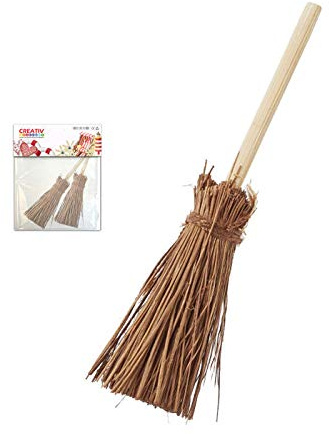 CREATIV DISCOUNT Miniatur Holzbesen, 7cm, Braun, 2 STK