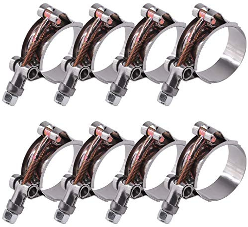 Glarks 8 Stück 38-43 mm Edelstahl T-Bolzen Schlauchschellen Turbo Ansaugschlauch Weichschlauch Ladeluftkühler Klemmen