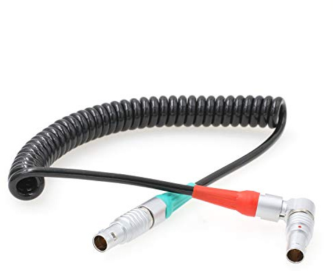 HangTon Coiled Timecode Cable Right Angle 5 Pin to Straight 5 Pin for ARRI Alexa Mini Camera