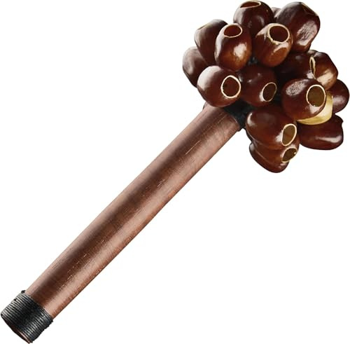 Sonic Energy Pala Nussschalen Shaker, mit Holzgriff (SPH) | 22,9 cm lang, 73 g, Soundeffekt Instrument, weicher Klang, Albasia-Holz, Pala Seeds (Muskatnuss)