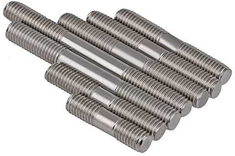 Dreneco M6×90mm Stainless Steel Double End Head Stud Screw Bolt Threaded Rod 5 pcs