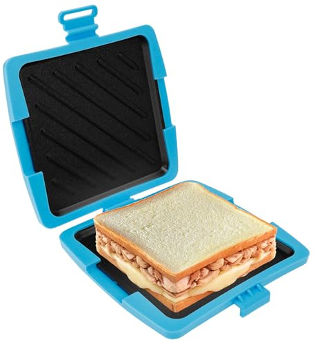 Sandwichera de silicona para microondas: Tostadora inalámbrica antiadherente para sándwiches, ideal para casa, oficina, dormitorio, horno microondas (azul)
