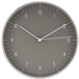 LUUK LIFESTYLE Schlichte Wanduhr mit geräuschlosem Uhrwerk, Zeitloses und minimalistisches Design, Wanddeko, Geschenk zum Einzug, grau und Silber