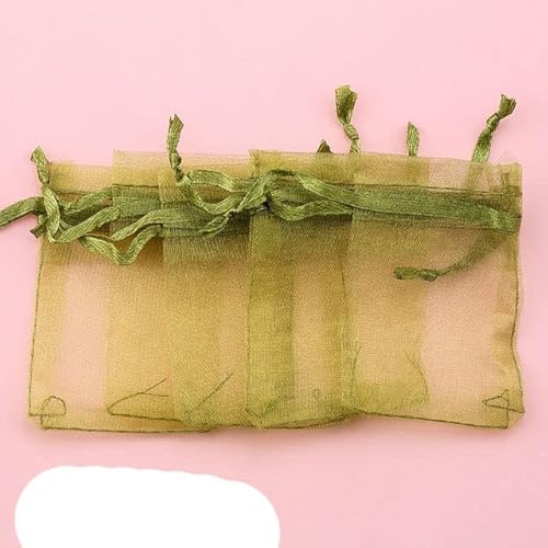100 teile/los 5x7 7x9 9x12 cm Organzabeutel Schmuckverpackung Hochzeit Dekoration Weihnachtsgeschenkbeutel Beutel 23 farben-olivgrün,5x7 cm - 100 stücke