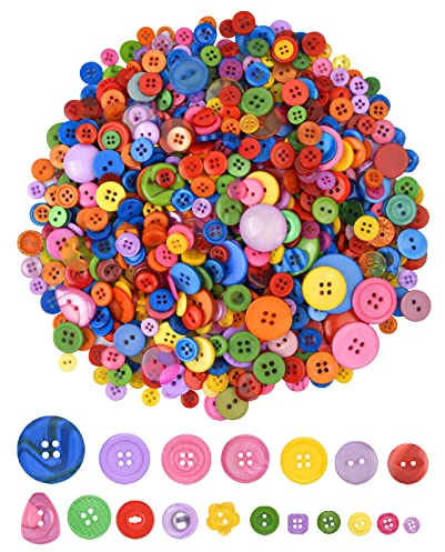 Naapesi 660 Stück Bunte Knöpfe, Kunststoff Bastelknöpfe Kinderknöpfe Set in Verschiedene Größen & Farben Craft Harz Knöpfe zum Basteln Nähen Kinder DIY Painting Geschenk Deko