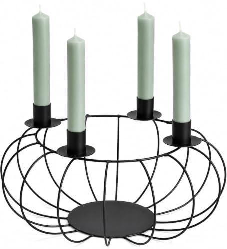 Moderner Adventskranz aus schwarzem Metall – Kerzenhalter für 4 Stabkerzen – Ø 30 cm – stilvolle Weihnachtsdeko für Dein Zuhause