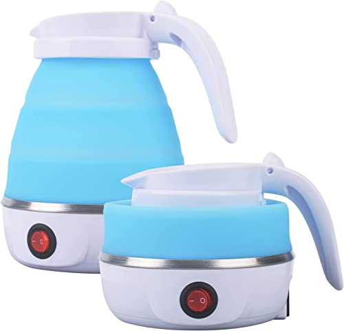 SAIF Foldable Electric Kettle Travel Portable Coffee Tea Silicone Mini Electric Kettle 0.6L Blue