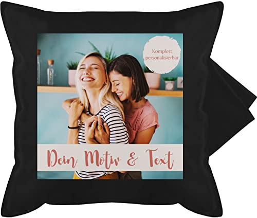 Kissenbezug - eigenem - Eigenes Foto I Eigenes Bild - 50 x 50 cm - Schwarz - fotokissen kissen zum selber designen selbst drucken druck kopfkissen baumwoll muttertagskissen personalisiertes photo