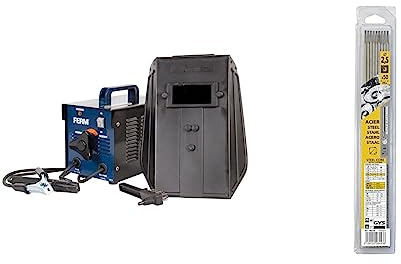FERM Elektro-Schweißgerät 40-100A & GYS Erwachsene Verbrauchsmaterial Schweißen 50 Rutile Elektroden Durchmesser 2, 5mm - Blister, Silber, Ø 2,5mm, 084438