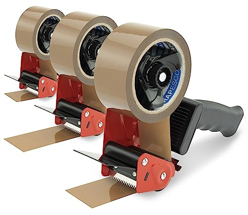 Rapesco 1742 3 Packtejpdispenser 960 med 3 Brun Förpackningstejp