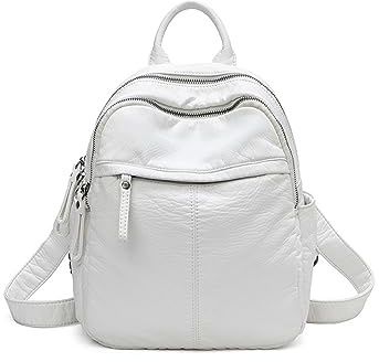 Damen-Rucksack, Weiches PU-Leder, Niedlich, Klein, Schultasche, Büchertasche, Geldbörse, Modischer Tagesrucksack (S2 Weiß)