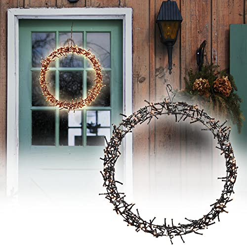 ECD Germany Ghirlanda Luminosa Decorativa Catena con 300 Luci LED Ø 38 cm Bianco Caldo IP44 Decorazione Natalizia da Appendere per Porte e Finestre con 8 Programmi di illuminazione da Interno/Esterno