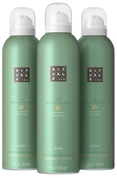RITUALS The Ritual of Jing Vorteilspack mit 3 x Duschschaum | Schlaf | Duschgel mit Sandelholz und Lavendel | entspannender und beruhigender Duft | Vorteilspack 3 x 200 ml