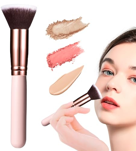 Foundation Pinsel Make Up Pinsel Makeup Pinsel Schminkpinsel Synthetische Premium Pinselhaare Flacher Kosmetikpinsel für Cremige, Pudrige oder Flüssige Foundation, Rouge, Puder