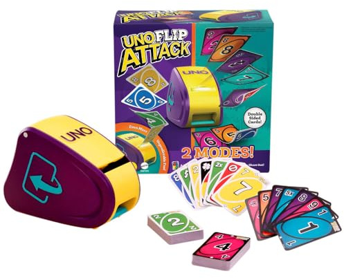 Mattel Games UNO Flip Attack - Jeu de Cartes Combinant UNO Flip et Attack pour Enfants, Adultes et Soirées en Famille