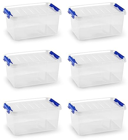 Acan Tradineur - Pack de 6 Cajas de Almacenamiento - Fabricado en plástico - Contenedor para almacenar juguetes, Libros, ropa, mantas - N.º 26-15,5 x 34 x 22,5 cm - 8 Litros