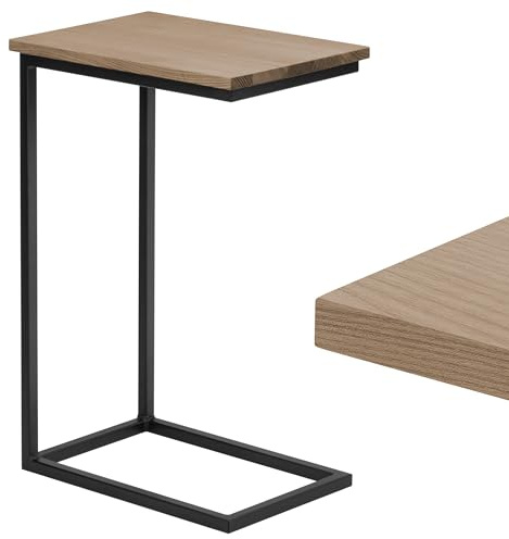 LAMO Manufaktur Beistelltisch | Laptoptisch | Sofatisch | mobiler Kaffeetisch | Nachttisch | 45x30x67 cm | Gestell Schwarz | 100% Echtholz Massiv Platte Farbe: Nussbaum