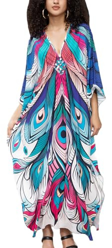 Snyemio Mujer Caftán Vestido Tallas Grande Maxi Kaftan Largo Playa Bohemio Floral Verano