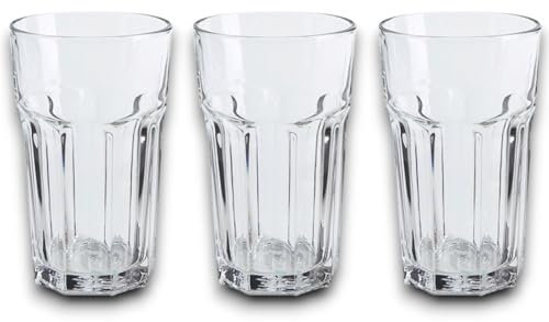 Generico 3x Bicchieri Cocktail in vetro XL, capacità 360 ml, Tumbler Trasparente, Riutilizzabile e Lavabile in lavastoviglie, adatto per Bar e Ristoranti, Granita, Frappè, Cocktails, Smoothie,Mojito